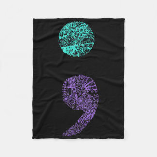 Semicolon Gift Suicide Prevention Awareness  Fleece Blanket