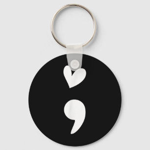 Semicolon Heart Anxiety Mental Health Awareness Key Ring