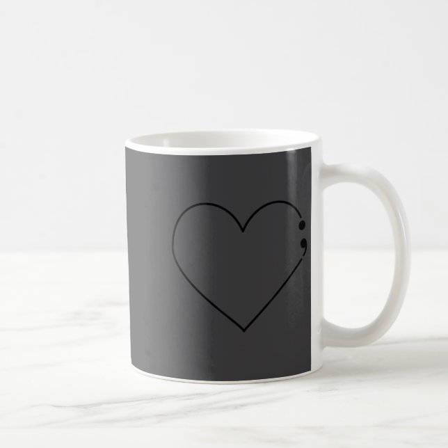 Semicolon Heart Mental Health Awareness Therast De Coffee Mug (Right)