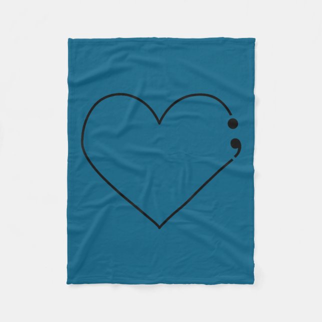 Semicolon Heart Mental Health Awareness Therast De Fleece Blanket (Front)