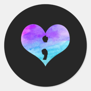 Semicolon Heart Suicide Awareness Mental Health Wa Classic Round Sticker
