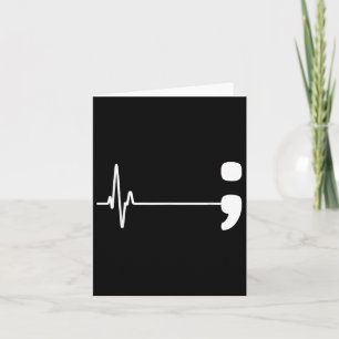 Semicolon Heartbeat Flatline Suicide Prevention Aw Card