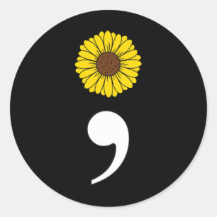 Semicolon Heartbeat Heartrate Suicide Prevention A Classic Round Sticker