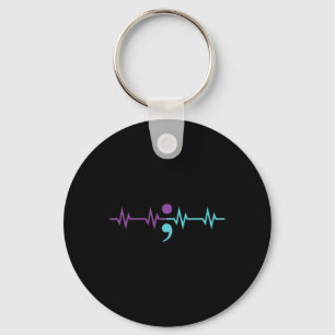 Semicolon Heartbeat Heartrate Suicide Prevention A Key Ring