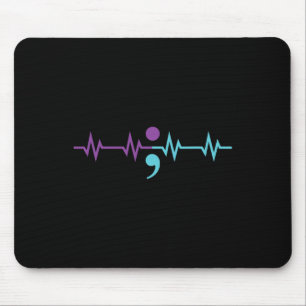 Semicolon Heartbeat Heartrate Suicide Prevention A Mouse Pad
