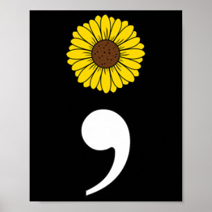 Semicolon Heartbeat Heartrate Suicide Prevention A Poster