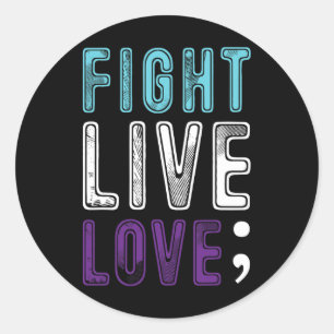 Semicolon Hope Suicide Awareness For A Mental Supp Classic Round Sticker