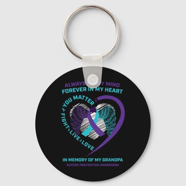Semicolon In Memory Of Grandpa Suicide Prevention  Key Ring (Front)