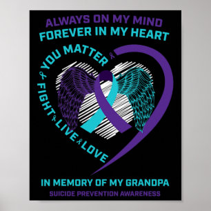 Semicolon In Memory Of Grandpa Suicide Prevention Poster