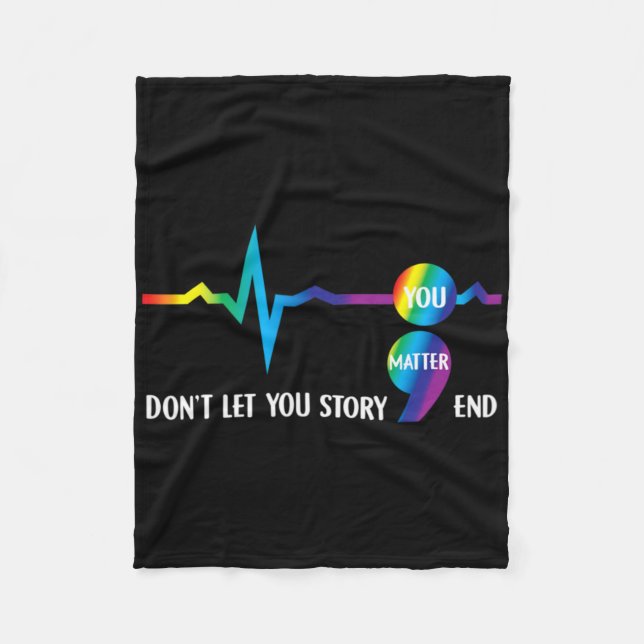 Semicolon Mental Health Awareness Suicide Preventi Fleece Blanket (Front)