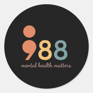 Semicolon Mental Health Problems Suicide Preventio Classic Round Sticker