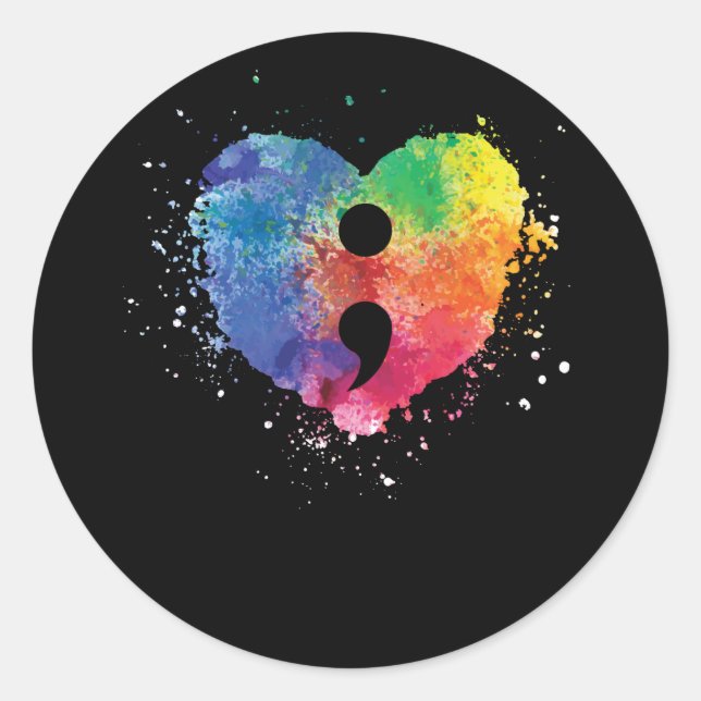 Semicolon Project Mental Health Awareness Classic Round Sticker (Front)