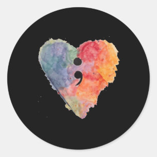 Semicolon Project Mental Health Awareness T Shirt Classic Round Sticker