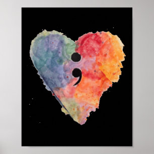 Semicolon Project Mental Health Awareness T Shirt Poster