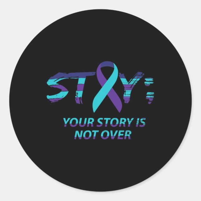 Semicolon Suicide Awareness Mental Health  Classic Round Sticker (Front)