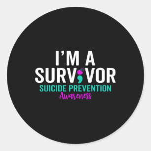 Semicolon Suicide Awareness Mental Health Suicide Classic Round Sticker