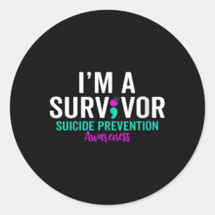 Semicolon Suicide Awareness Mental Health Suicide Classic Round Sticker