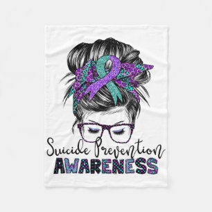 Semicolon Suicide Awareness Messy Hair Bun For Wom Fleece Blanket