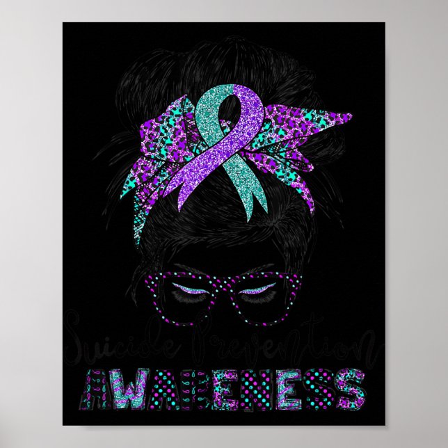 Semicolon Suicide Awareness Messy Hair Bun For Wom Poster (Front)