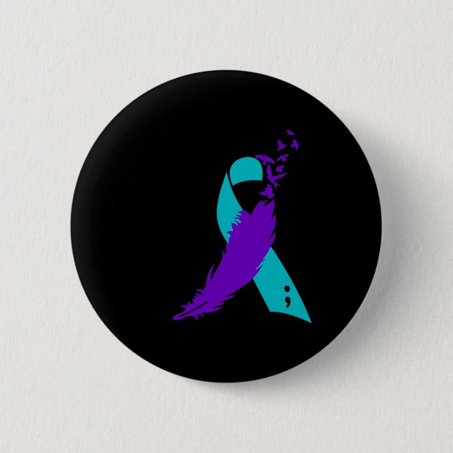 Semicolon Suicide Awareness Ribbon  6 Cm Round Badge (Front)