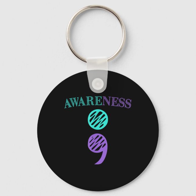 Semicolon Suicide Prevention Awareness  Key Ring (Front)