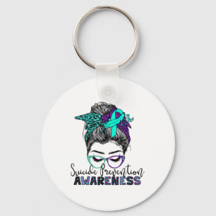 Semicolon Suicide Prevention Awareness Messy Bun W Key Ring