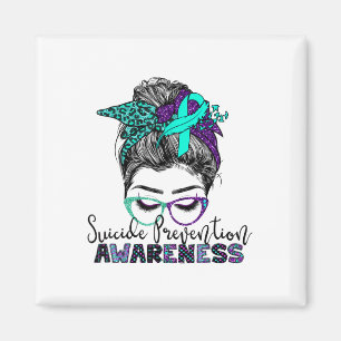Semicolon Suicide Prevention Awareness Messy Bun W Magnet