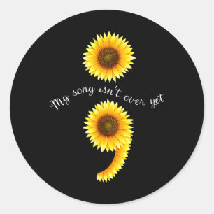 Semicolon Sunflowe Spreading Mental Health Awarene Classic Round Sticker