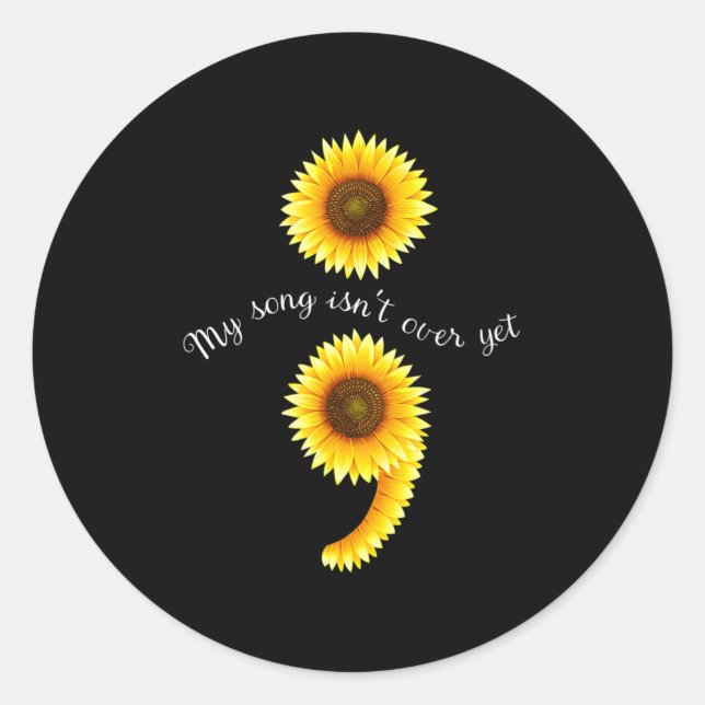Semicolon Sunflowe Spreading Mental Health Awarene Classic Round Sticker (Front)