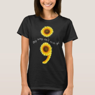 Semicolon Sunflowe Spreading Mental Health Awarene T-Shirt
