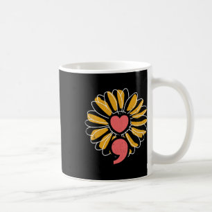 Semicolon Sunflower Mental Health Strength Hope So Coffee Mug
