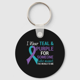 Semicolon Teal & Purple Ribbon Suicide Awarene Key Ring
