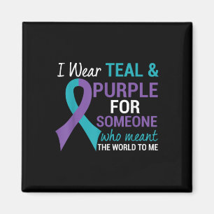 Semicolon Teal & Purple Ribbon Suicide Awarene Magnet