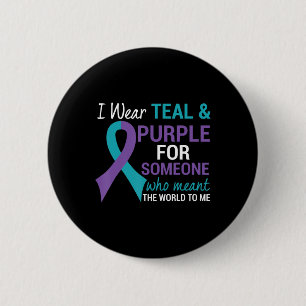 Semicolon Teal and Purple Ribbon Suicide Awareness 6 Cm Round Badge
