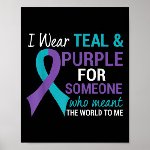 Semicolon Teal And Purple Ribbon Suicide Awareness Poster