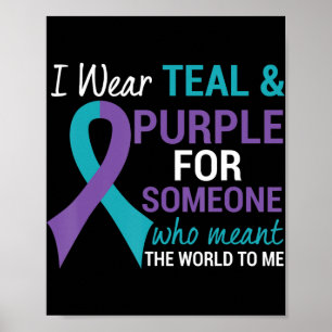 Semicolon Teal and Purple Ribbon Suicide Awareness Poster