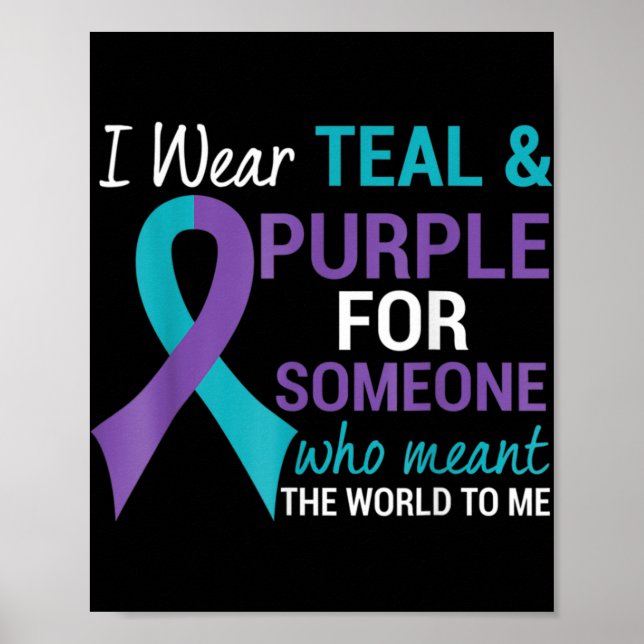Semicolon Teal and Purple Ribbon Suicide Awareness Poster (Front)