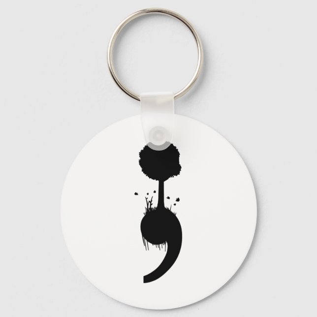 Semicolon Tree Suicide Depression Prevention  Key Ring (Front)