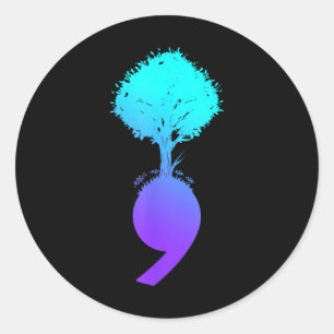 Semicolon Tree Suicide Prevention Awareness Classic Round Sticker