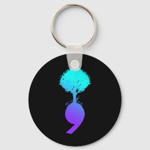 Semicolon Tree Suicide Prevention Awareness  Key Ring