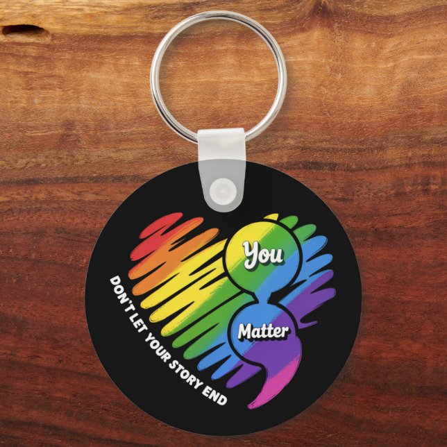 Semikolon LGBTQ Suicide Prevention Mental Health Key Ring (Front)