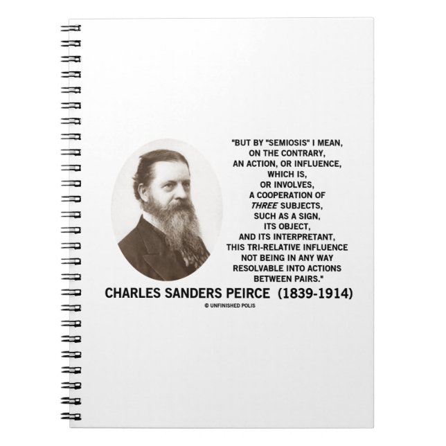 Semiosis Three Subjects Sign Object Peirce Quote Notebook (Front)