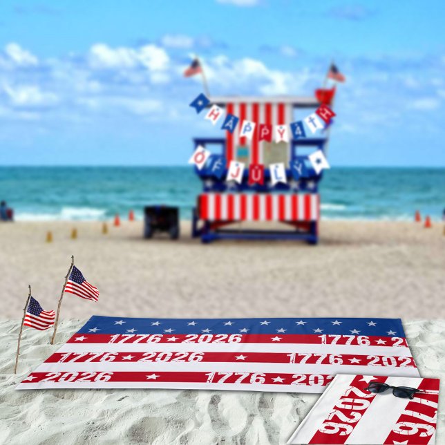 Semiquincentennial 4th Of July 1776 2026 Celebrate Beach Towel (Creator Uploaded)