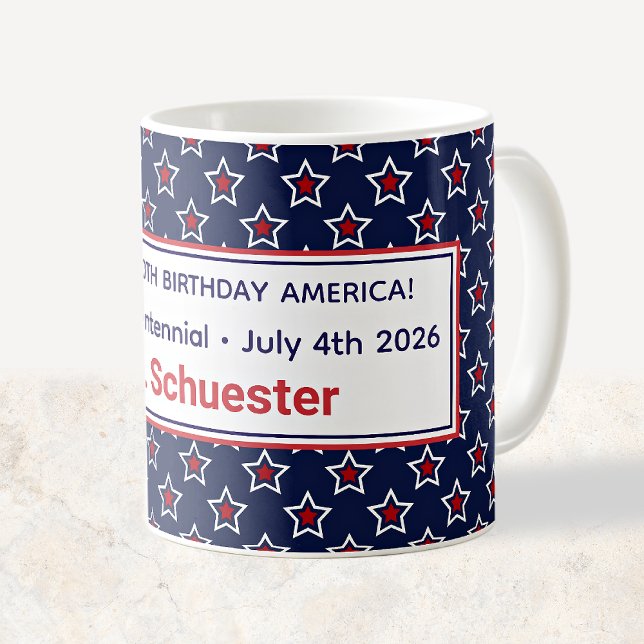 Semiquincentennial Red White Stars Teacher's Coffee Mug (Creator Uploaded)