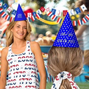 Semiquincentennial Star Spangled Silver Blue  Party Hat