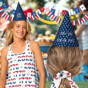 Semiquincentennial Star Spangled Silver Navy Blue  Party Hat