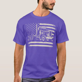 Semiruck USA Flag Driverrucker Patriotic Retro fri T-Shirt