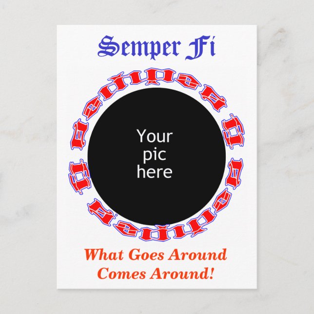 Semper Fi Ambigram with picture Postcard (Front)