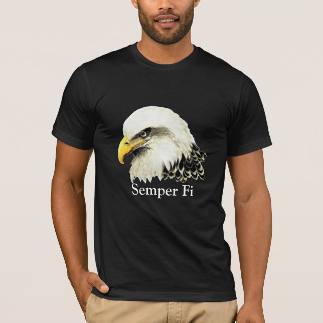 Semper Fi Bald Eagle Marines Quote T-Shirt (Front)