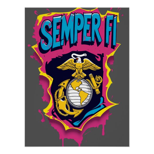 Semper Fi USMC Military Marine  Poster (Front)